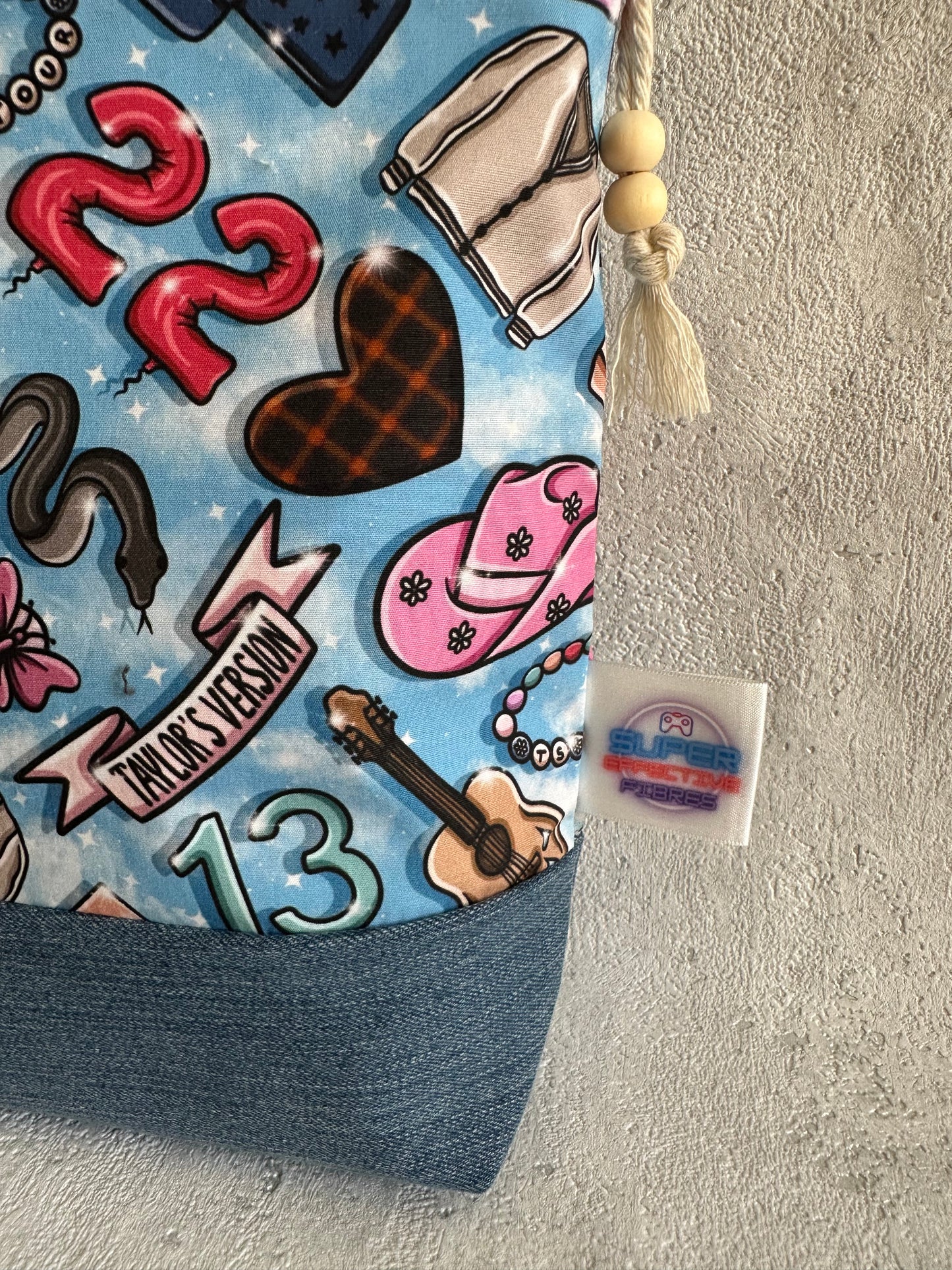 Country Music Denim Medium Project Bag